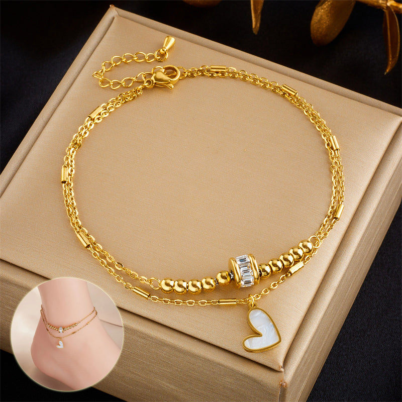 boho heart chain anklet